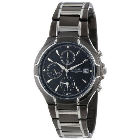 Pulsar Men's PF3547 Alarm Chronograph Black Ion Plated Stainless Steel Watch