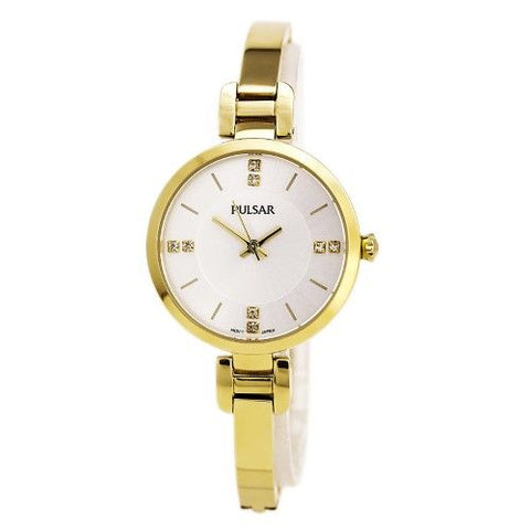 Pulsar Women's PH8034 Crystal-Accented Gold-Tone Watch with Link Bracelet
