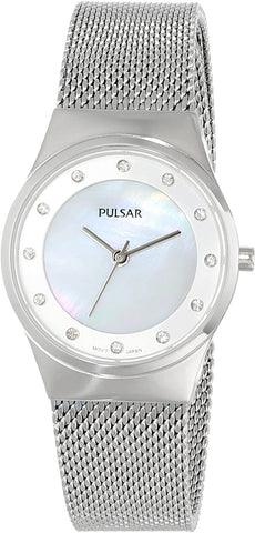 Pulsar Women's PH8053 Silver-Tone Stainless Steel Watch with Swarovski Crystal Markers