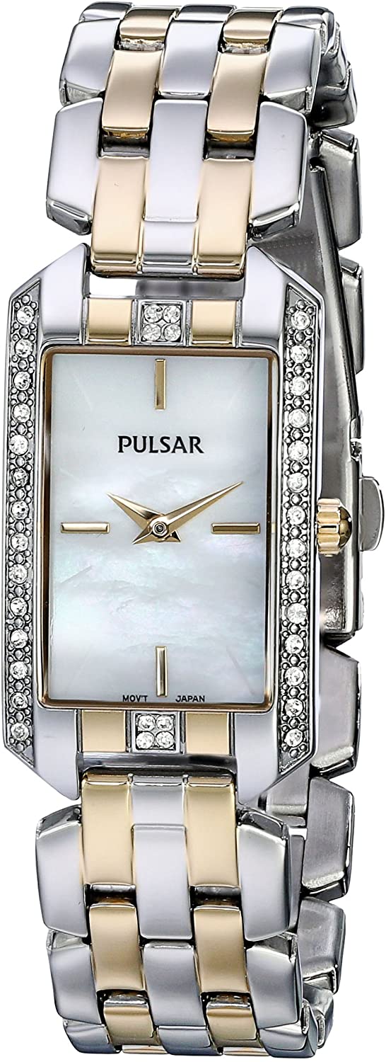 Pulsar Women's PRW008 Two-Tone Bracelet Watch with Swarovski Crystals