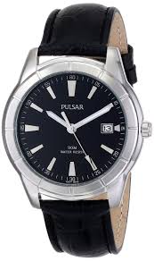 Pulsar Mens PXH839 X Japanese Quartz Analog Display Watch Black