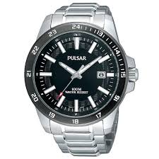 Men's Pulsar pxha05 X - Silver-tone Black Dial and Bezel