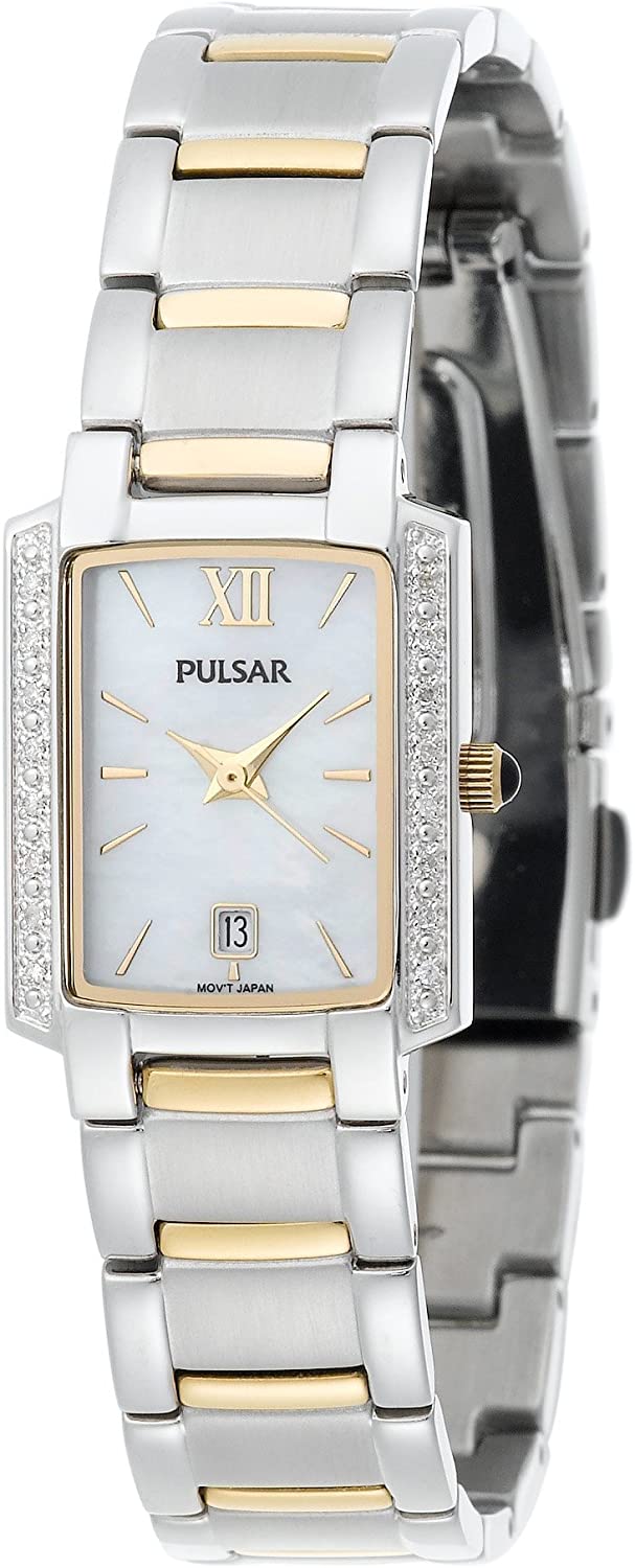 Pulsar Women's PXT701 Diamond Mother Of Pearl Dial Two-Tone Watch