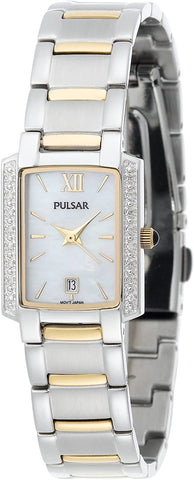 Pulsar Women's PXT701 Diamond Mother Of Pearl Dial Two-Tone Watch