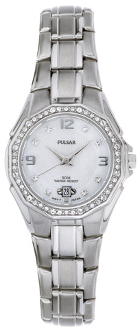 Pulsar Women's PXT797 Crystal Mother of Pearl Dial Watch