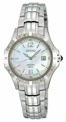 Seiko Women's SXDE19 Coutura Mother-of-Pearl Dial Silver-tone Steel Crystal Watch