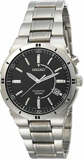 Seiko Men's SKA347 Kinetic Steel Silver-Tone Watch