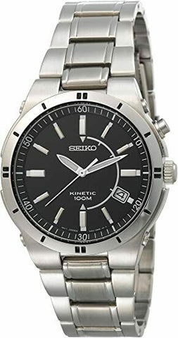 Seiko Men's SKA347 Kinetic Steel Silver-Tone Watch