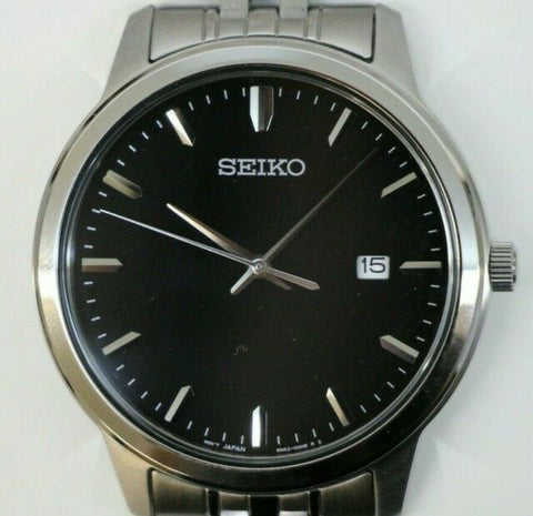 Seiko Men's SUR093 Stainless Steel Bracelet Black Dial Watch