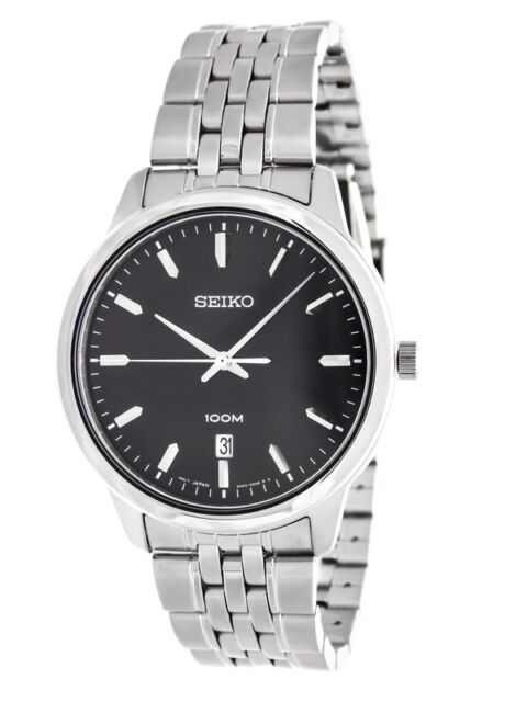 Seiko Men's SUR031 Black Dial Stainless Steel Watch