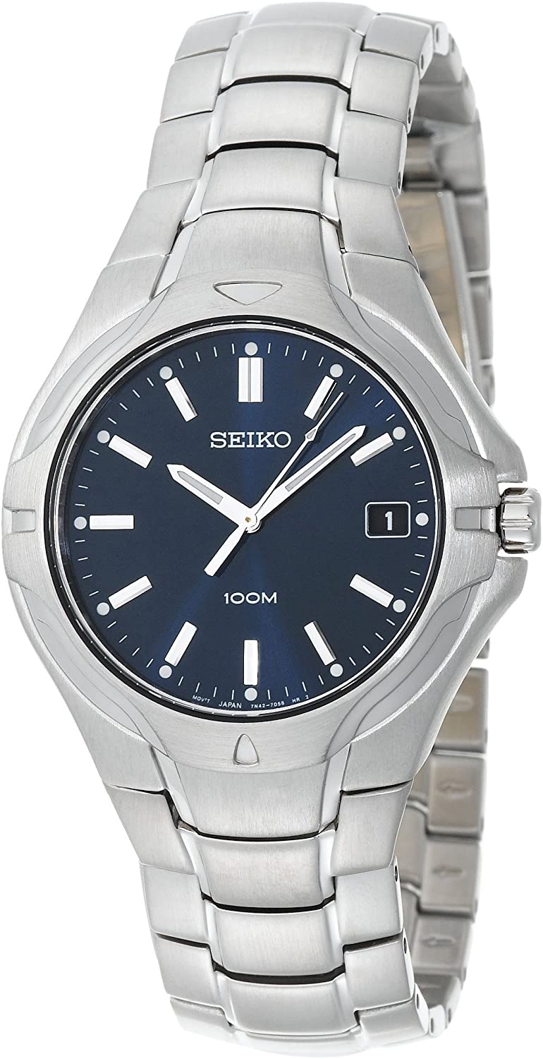 Seiko Men's SGE507  Dress Blue Dial Stainless Steel Date Quartz Watch