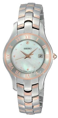 Seiko Women's SXDB76 Rose Gold Finish White Mother of Pearl Dial Dress Watch