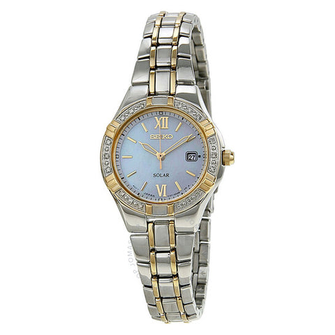 Seiko Women's SUT068 Dress Solar Classic Diamond-Accented Two-Tone Stainless Steel Watch