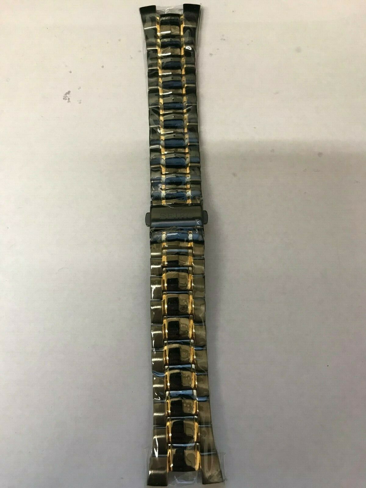 NEW Seiko SGED96 Men's Watch Band Black Two Tone Bracelet Replacement Only