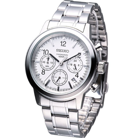 Seiko Men's SSB001 Silver Dial Stainless Steel Watch