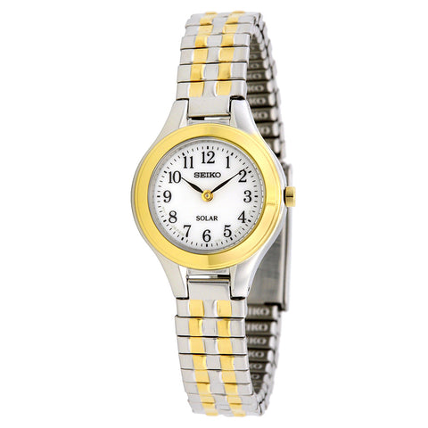 Seiko Women's SUP100 Solar White Dial Two-tone Stainless Steel Watch