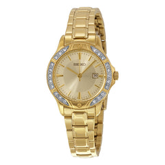 Seiko Ladies SUR874 Gold-Tone Bracelet Crystal Bezel Watch