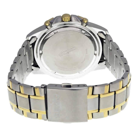Seiko Men's SSC142 Solar Chronograph Black Dial Two-Tone Stainless Steel Watch
